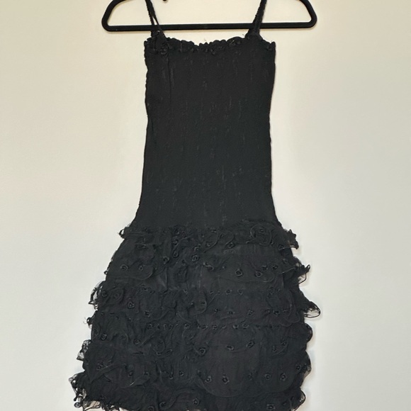 Vintage, Elegant Black Ruffled 2 Piece Dress & Jacket From‎ The 80’s  Size XS - Picture 3 of 8